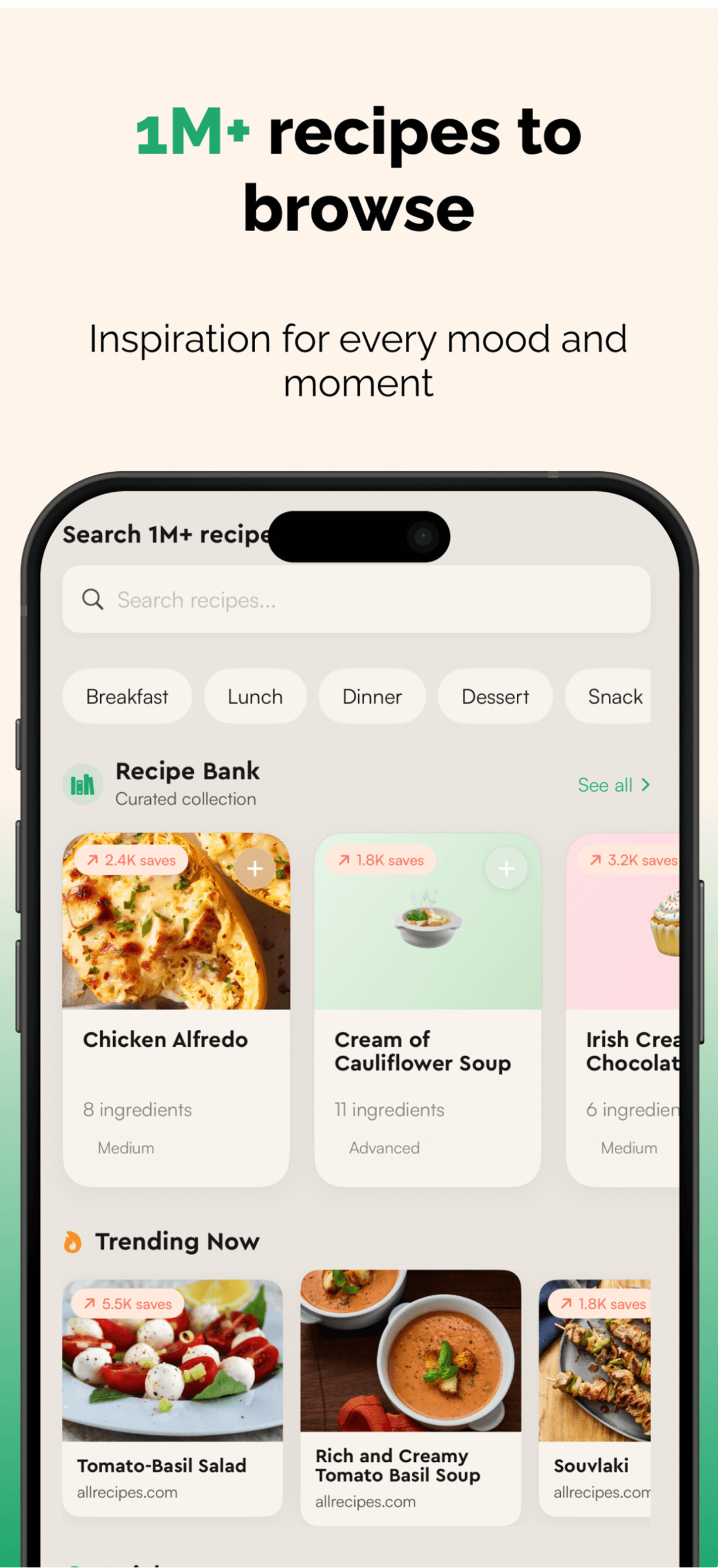 1M+ recipes to browse